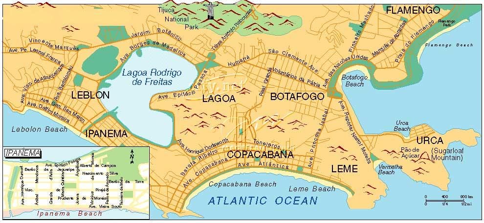 ramani ya fukwe katika Rio de Janeiro
