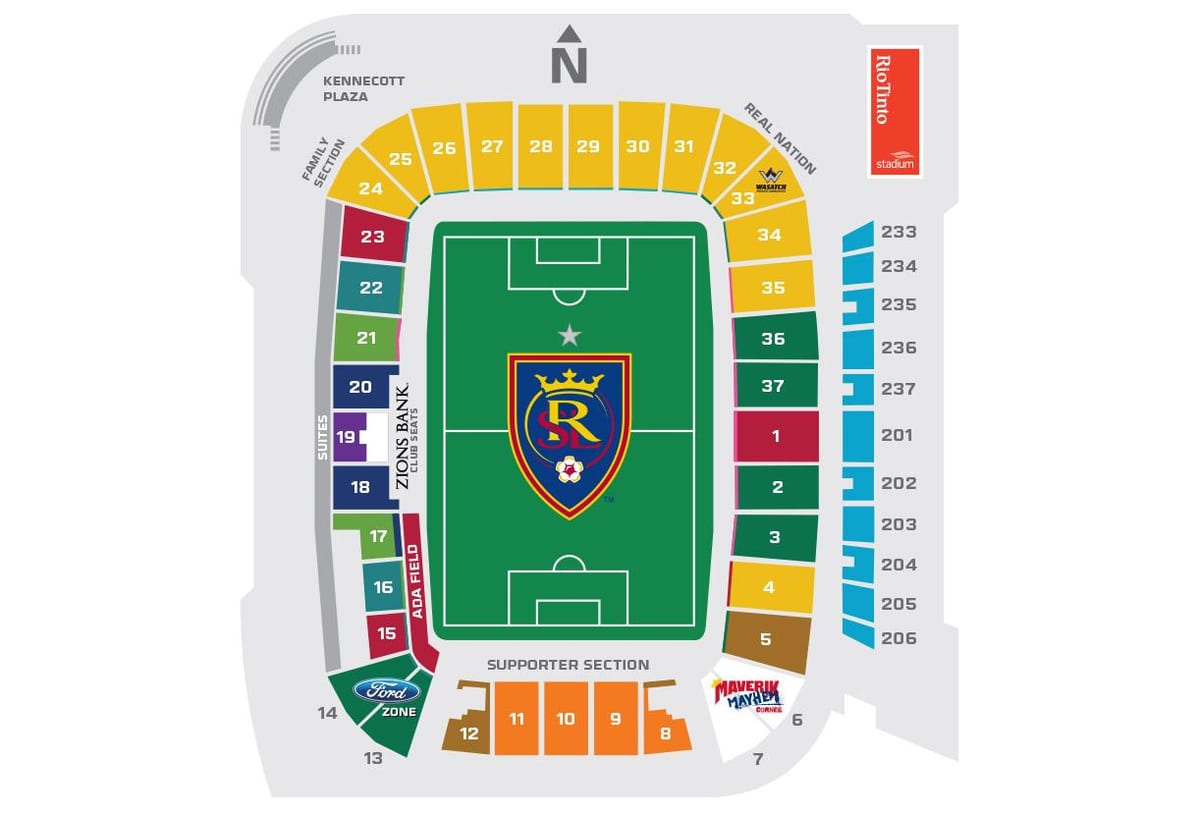 Rio tinto uwanja seating ramani